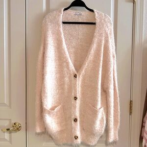 Pale pink fuzzy cardigan